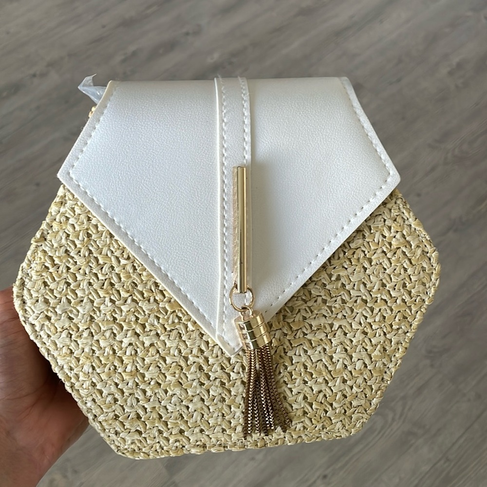 Straw summer beach bag